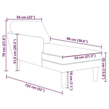 Chaiselongue mit Kissen Hellgelb Cordstoff