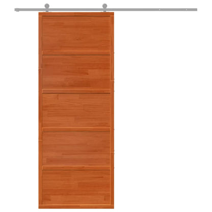 Scheunentür Wachsbraun 80x208 cm Massivholz Kiefer