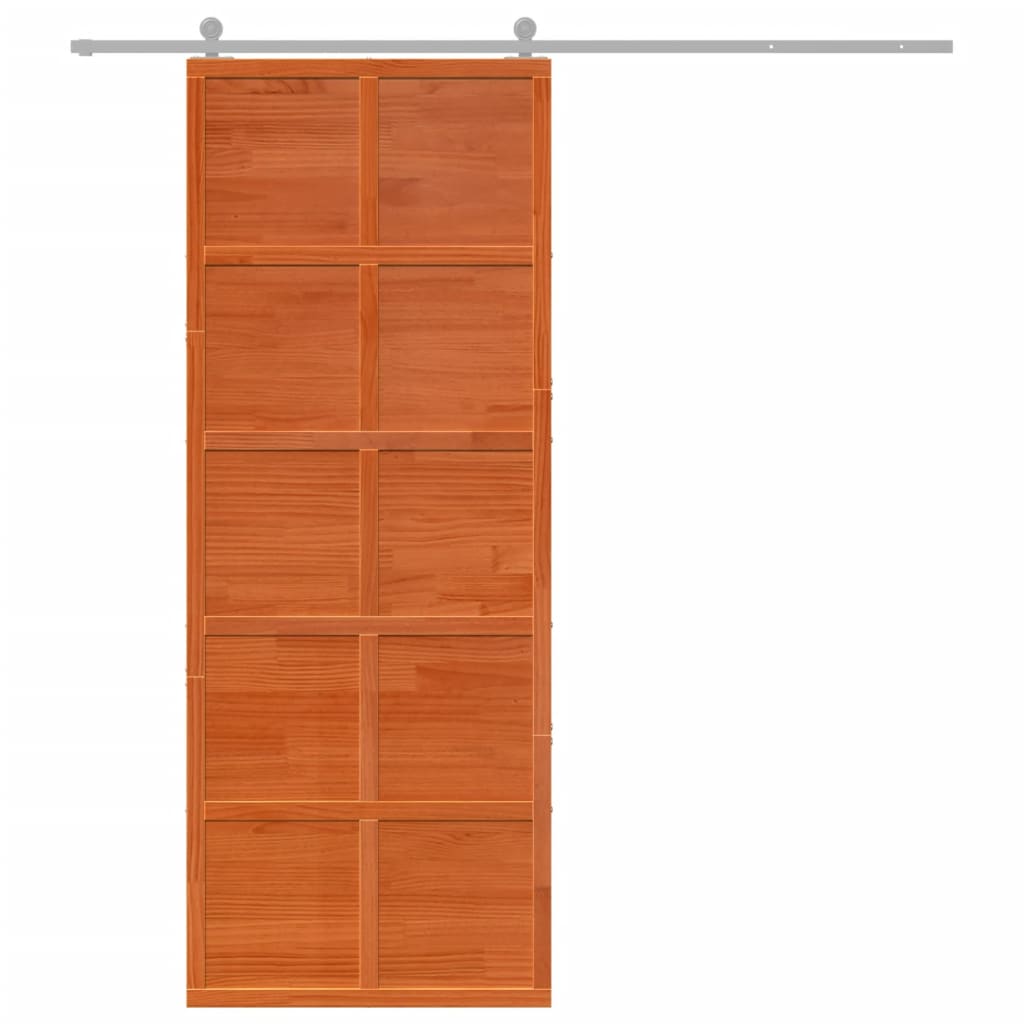 Scheunentür Wachsbraun 80x208 cm Massivholz Kiefer