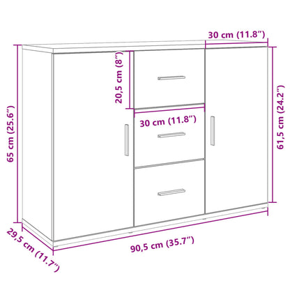 Skænk Beton Grå 90,5x29,5x65 cm Træ Materiale
