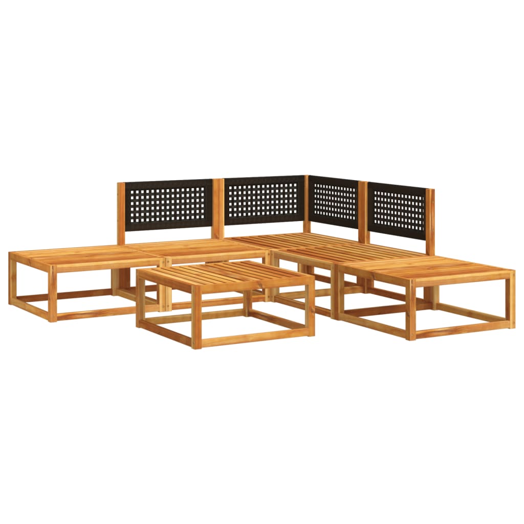 6-tlg. Gartensofa-Set mit Kissen Holz Akazie & Rattan