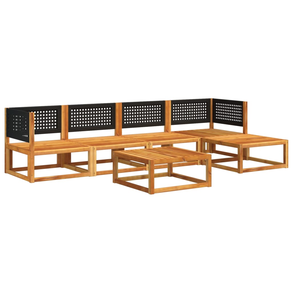 6-tlg. Gartensofa-Set mit Kissen Holz Akazie & Rattan