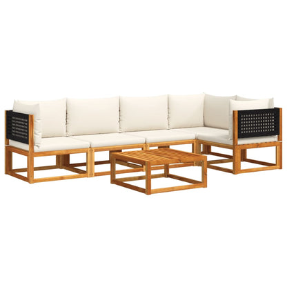 6-tlg. Gartensofa-Set mit Kissen Holz Akazie & Rattan