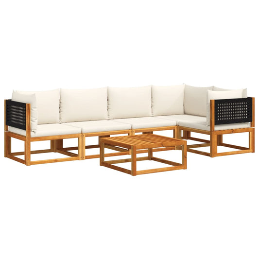 6-tlg. Gartensofa-Set mit Kissen Holz Akazie & Rattan