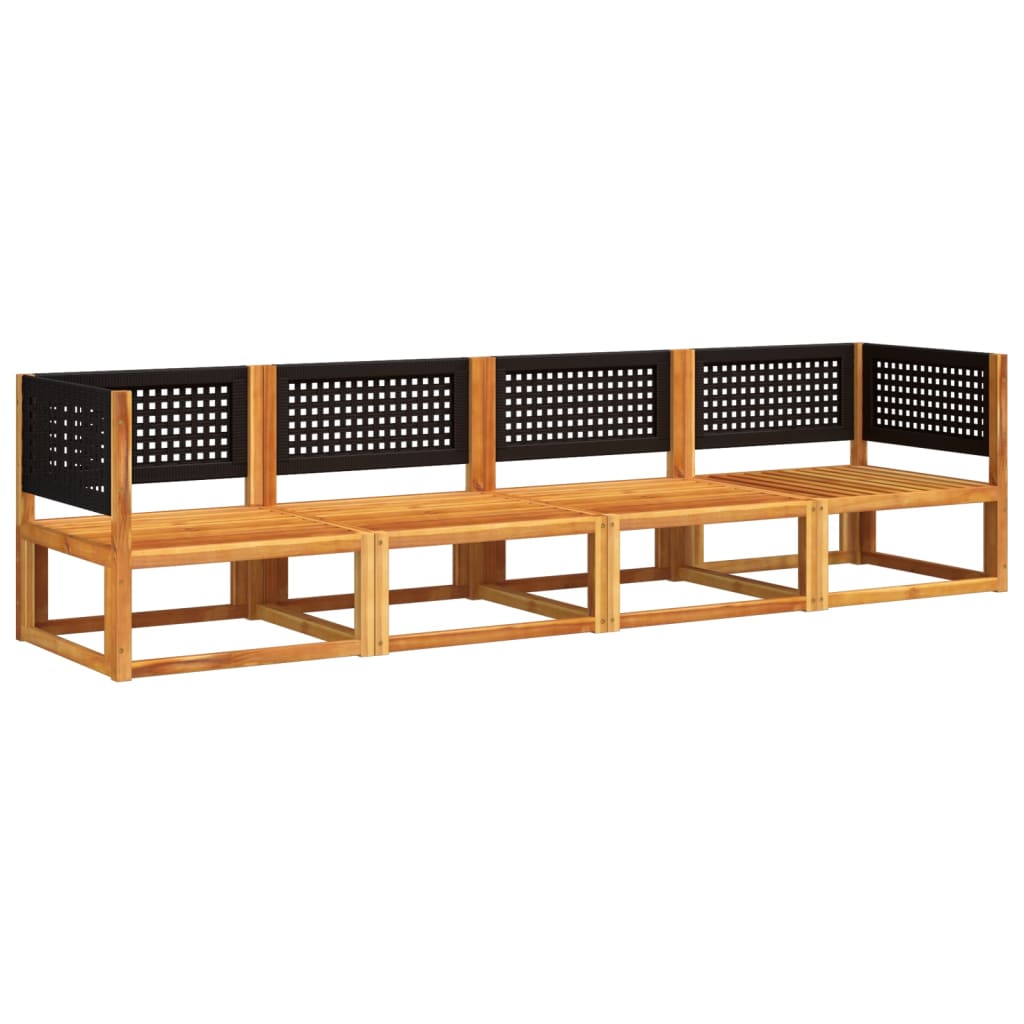 4-tlg. Gartensofa-Set mit Kissen Holz Akazie & Rattan