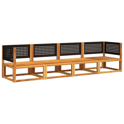 4-tlg. Gartensofa-Set mit Kissen Holz Akazie & Rattan