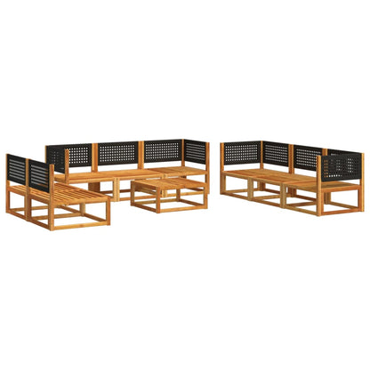9-tlg. Gartensofa-Set mit Kissen Holz Akazie & Rattan