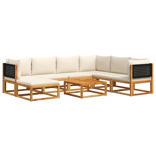 8-tlg. Gartensofa-Set mit Kissen Holz Akazie & Rattan