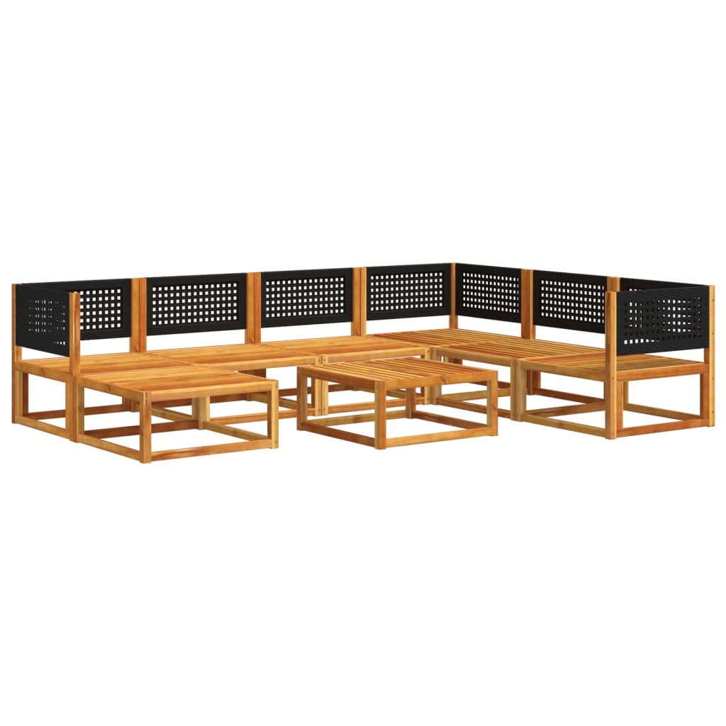 8-tlg. Gartensofa-Set mit Kissen Holz Akazie & Rattan