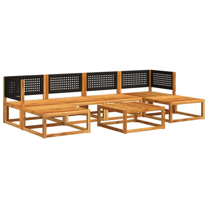 7-tlg. Gartensofa-Set mit Kissen Holz Akazie & Rattan