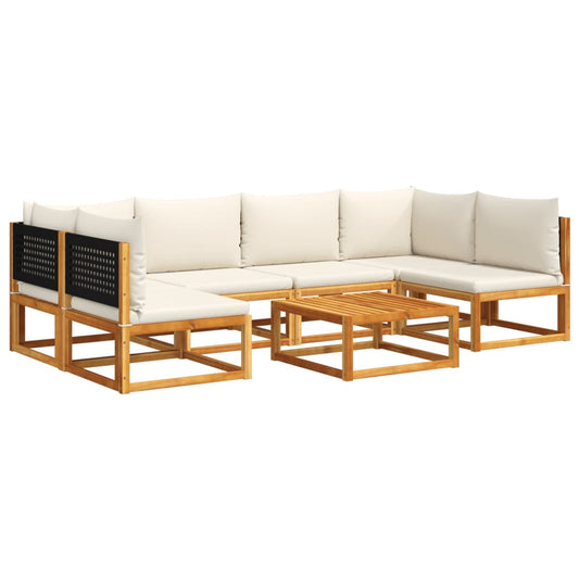 7-tlg. Gartensofa-Set mit Kissen Holz Akazie & Rattan