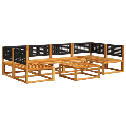 7-tlg. Gartensofa-Set mit Kissen Holz Akazie & Rattan