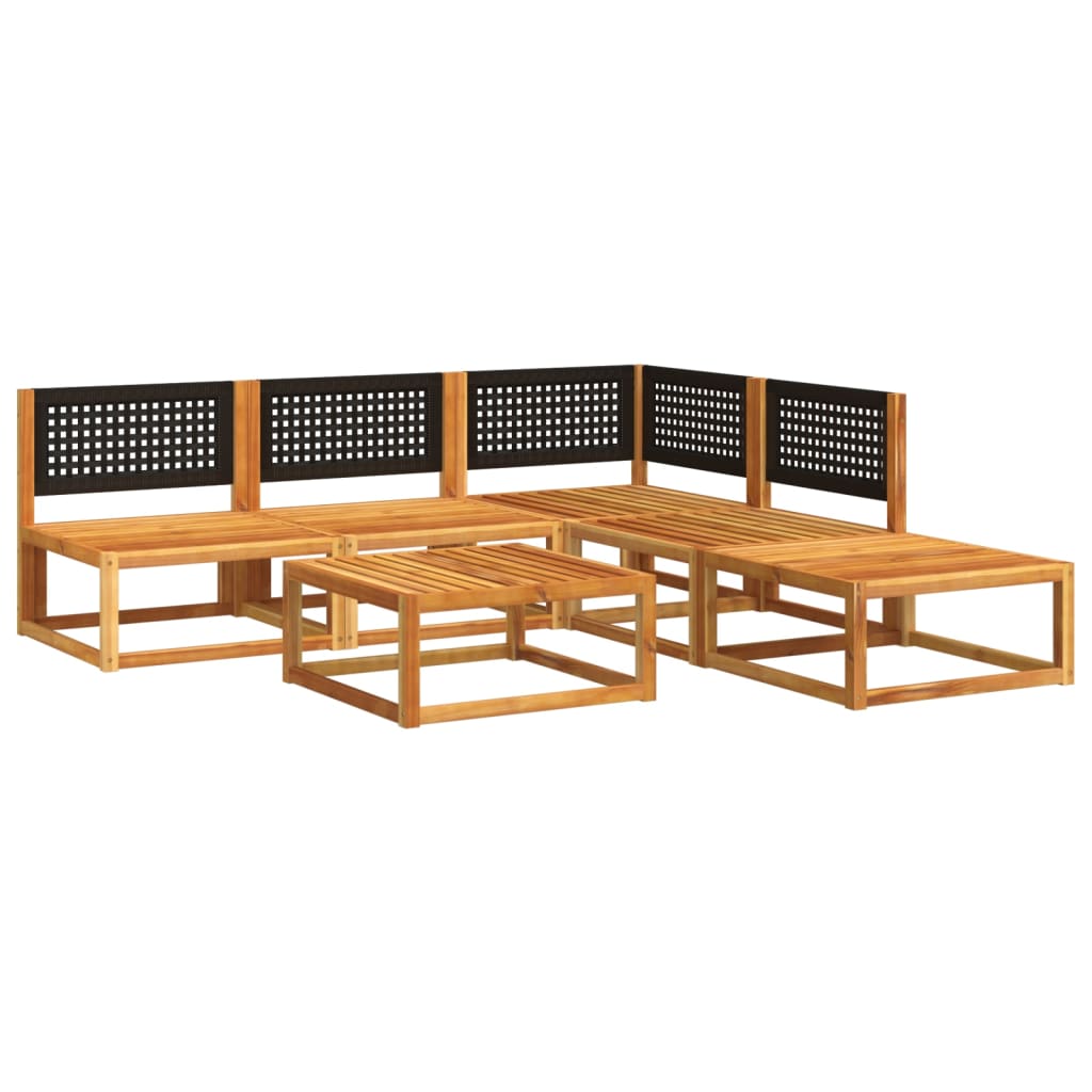 6-tlg. Gartensofa-Set mit Kissen Holz Akazie & Rattan