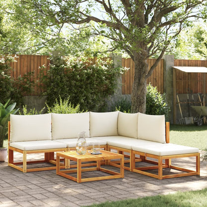 6-tlg. Gartensofa-Set mit Kissen Holz Akazie & Rattan