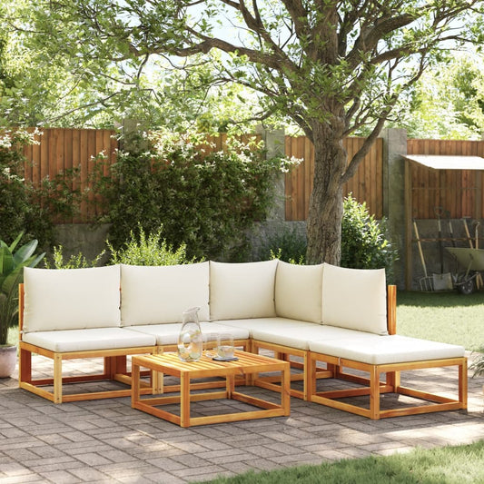 6-tlg. Gartensofa-Set mit Kissen Holz Akazie & Rattan