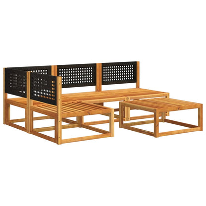 5-tlg. Gartensofa-Set mit Kissen Holz Akazie & Rattan