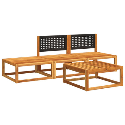 4-tlg. Gartensofa-Set mit Kissen Holz Akazie & Rattan