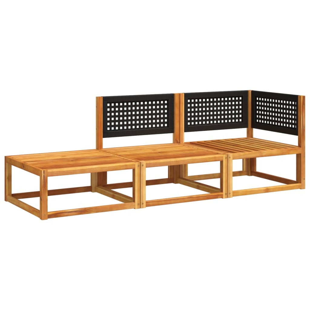 3-tlg. Gartensofa-Set mit Kissen Holz Akazie & Rattan