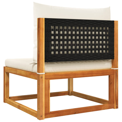 3-tlg. Gartensofa-Set mit Kissen Holz Akazie & Rattan