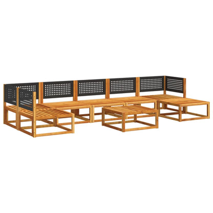 8-tlg. Gartensofa-Set mit Kissen Holz Akazie & Rattan