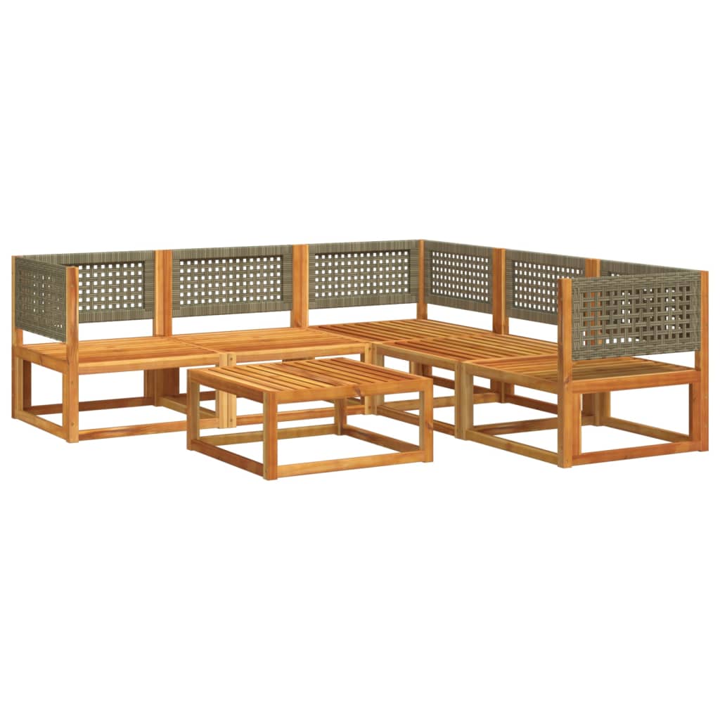 6-tlg. Gartensofa-Set mit Kissen Holz Akazie & Rattan