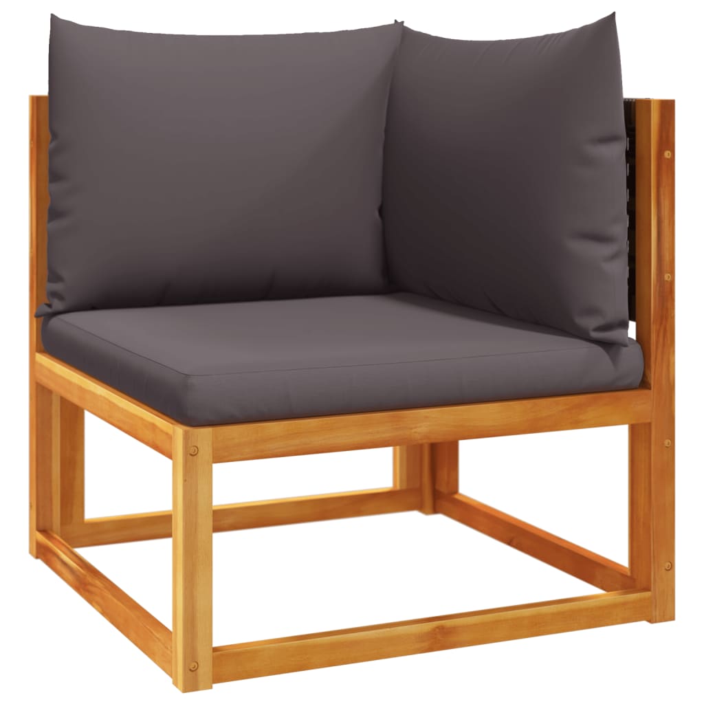 3-tlg. Gartensofa-Set mit Kissen Holz Akazie & Rattan