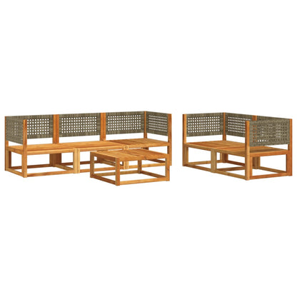 6-tlg. Gartensofa-Set mit Kissen Holz Akazie & Rattan