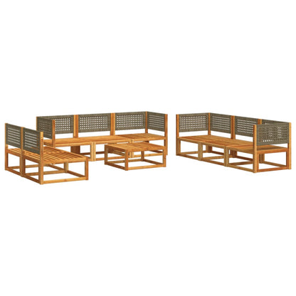 9-tlg. Gartensofa-Set mit Kissen Holz Akazie & Rattan