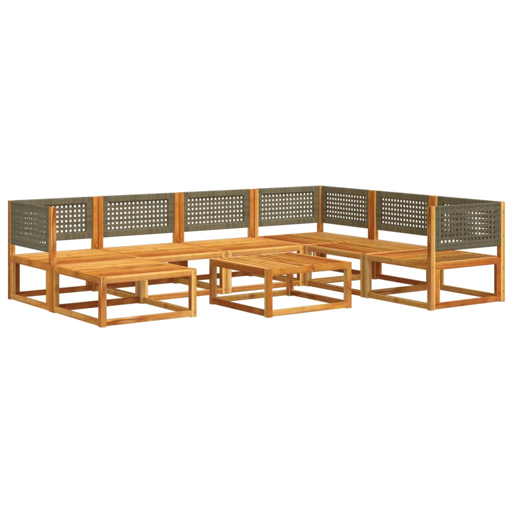 8-tlg. Gartensofa-Set mit Kissen Holz Akazie & Rattan