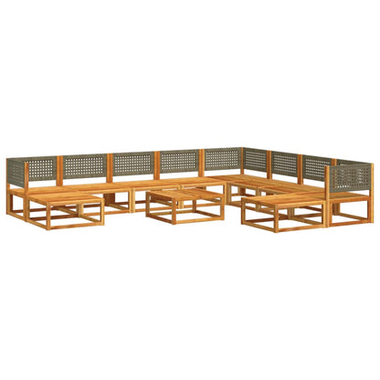 11-tlg. Garten-Sofagarnitur mit Kissen Massivholz Akazie