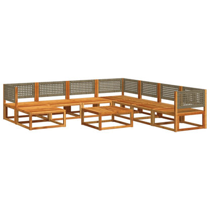 9-tlg. Gartensofa-Set mit Kissen Holz Akazie & Rattan