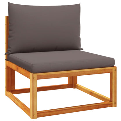 7-tlg. Gartensofa-Set mit Kissen Holz Akazie & Rattan