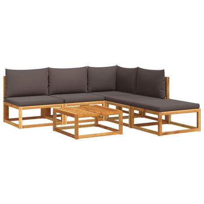 6-tlg. Gartensofa-Set mit Kissen Holz Akazie & Rattan