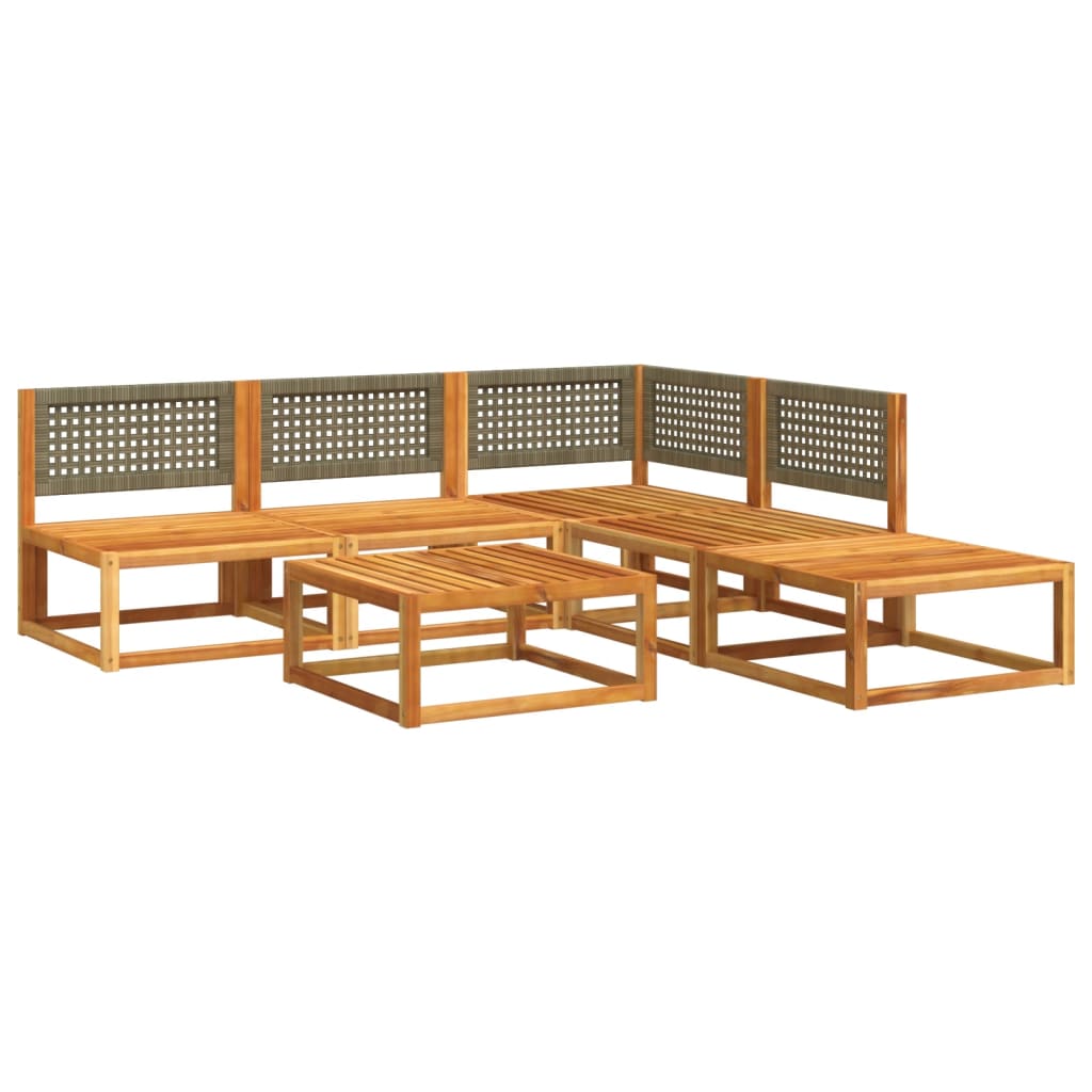 6-tlg. Gartensofa-Set mit Kissen Holz Akazie & Rattan