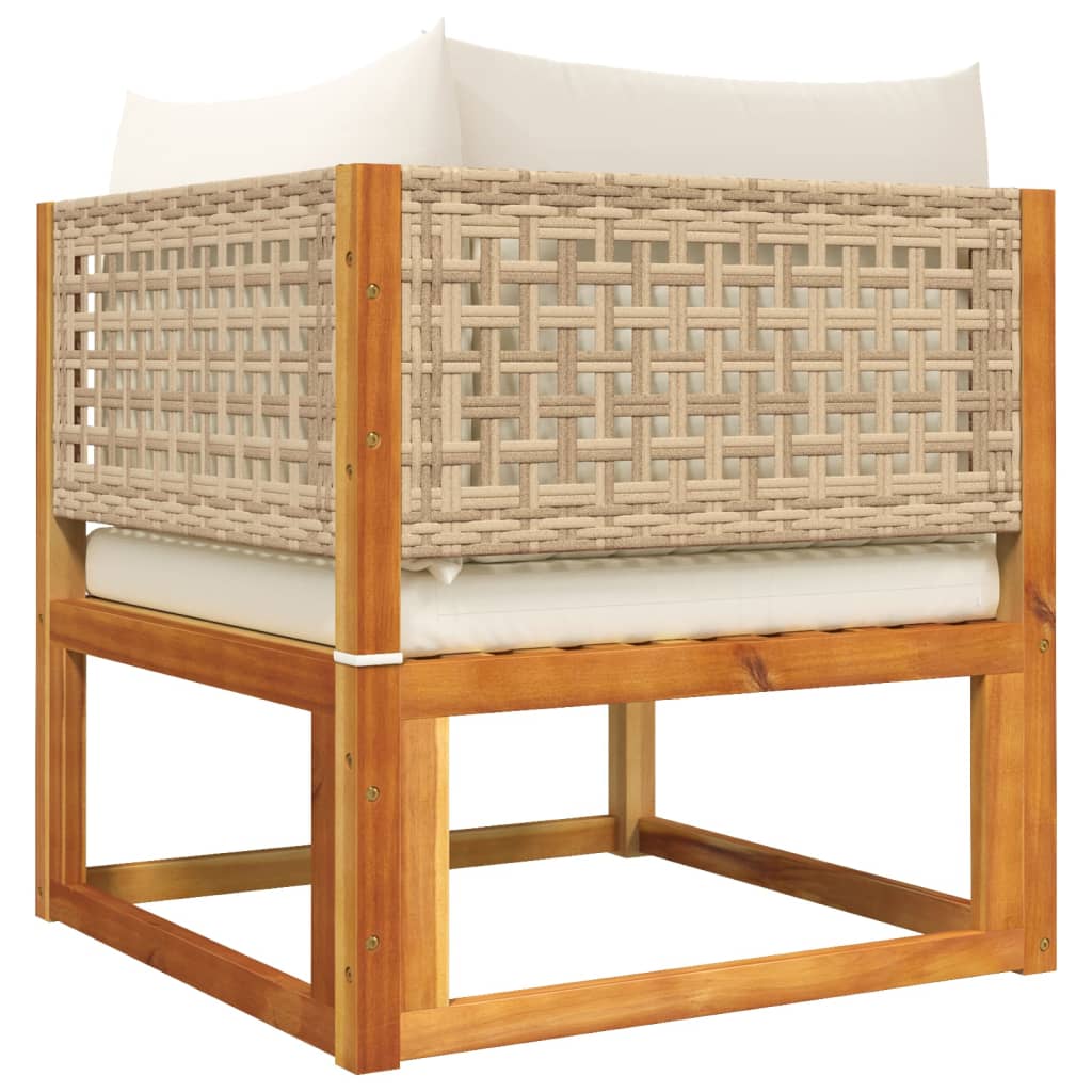 5-tlg. Gartensofa-Set mit Kissen Holz Akazie & Rattan