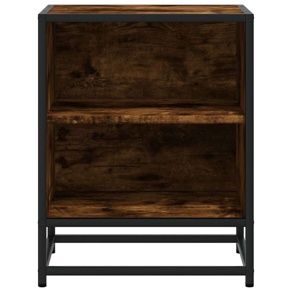 Nachttische 2 Stk. Räuchereiche 40x31x50cm Holzwerkstoff Metall