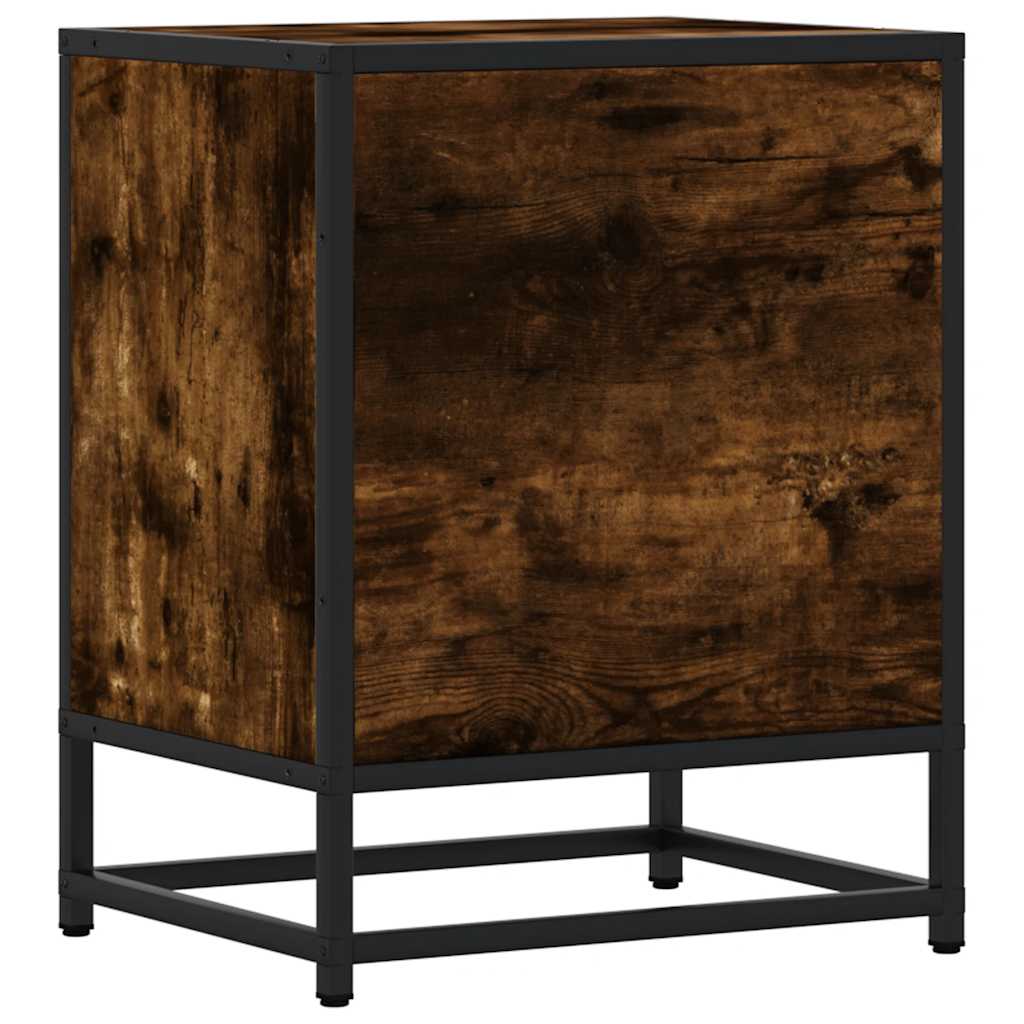 Nachttische 2 Stk. Räuchereiche 40x31x50cm Holzwerkstoff Metall