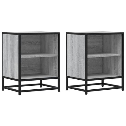 Nachttische 2 Stk. Grau Sonoma 40x31x50 cm Holzwerkstoff Metall