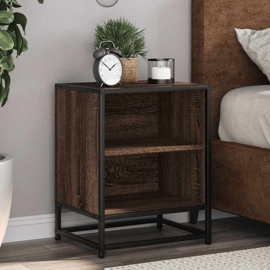 Nachttisch Braun Eichen-Optik 40x31x50 cm Holzwerkstoff Metall