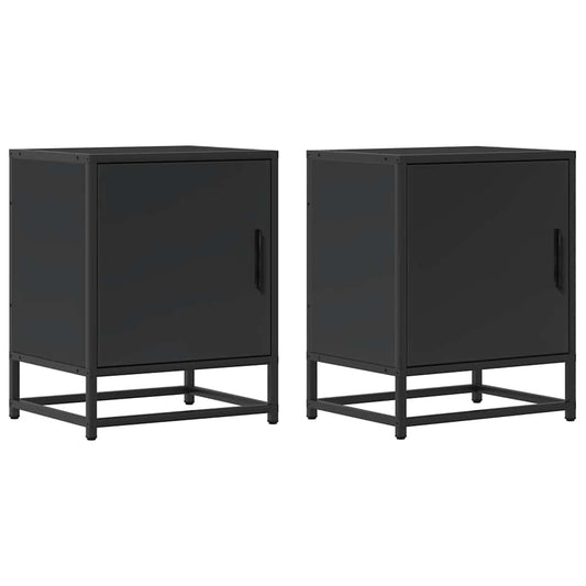 Nachttische 2 Stk. Schwarz 40x31x50 cm Holzwerkstoff und Metall