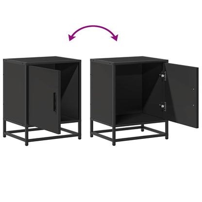 Nachttische 2 Stk. Schwarz 40x31x50 cm Holzwerkstoff und Metall
