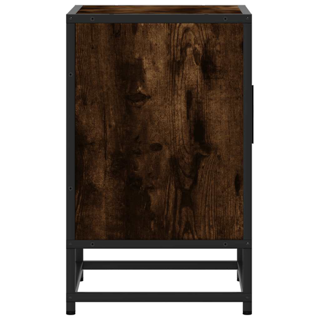 Nachttische 2 Stk. Räuchereiche 40x31x50cm Holzwerkstoff Metall