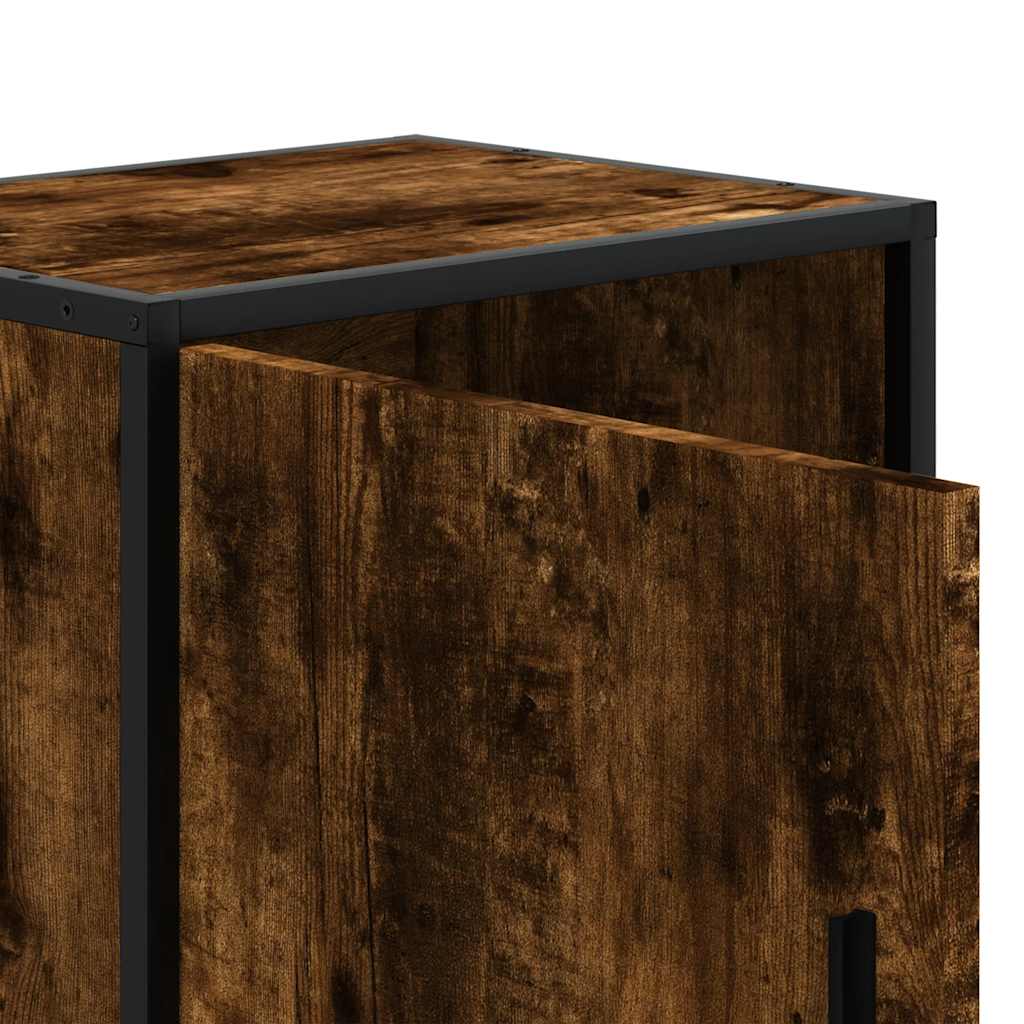 Nachttische 2 Stk. Räuchereiche 40x31x50cm Holzwerkstoff Metall