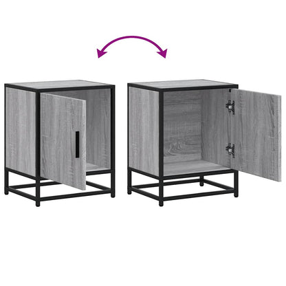 Nachttische 2 Stk. Grau Sonoma 40x31x50 cm Holzwerkstoff Metall