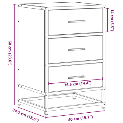 Nachttisch Braun Eichen-Optik 40x34,5x60cm Holzwerkstoff Metall