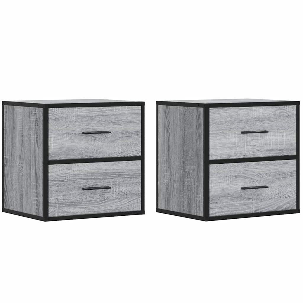 Wand-Nachttische 2 Stk. Grau Sonoma 40x31x39,5 cm