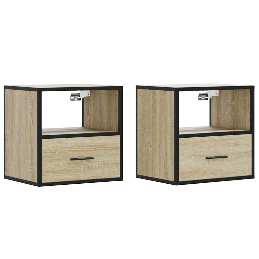 Wand-Nachttische 2 Stk. Sonoma-Eiche 40x31x39,5 cm