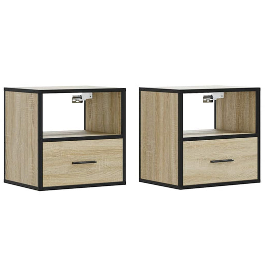 Wand-Nachttische 2 Stk. Sonoma-Eiche 40x31x39,5 cm