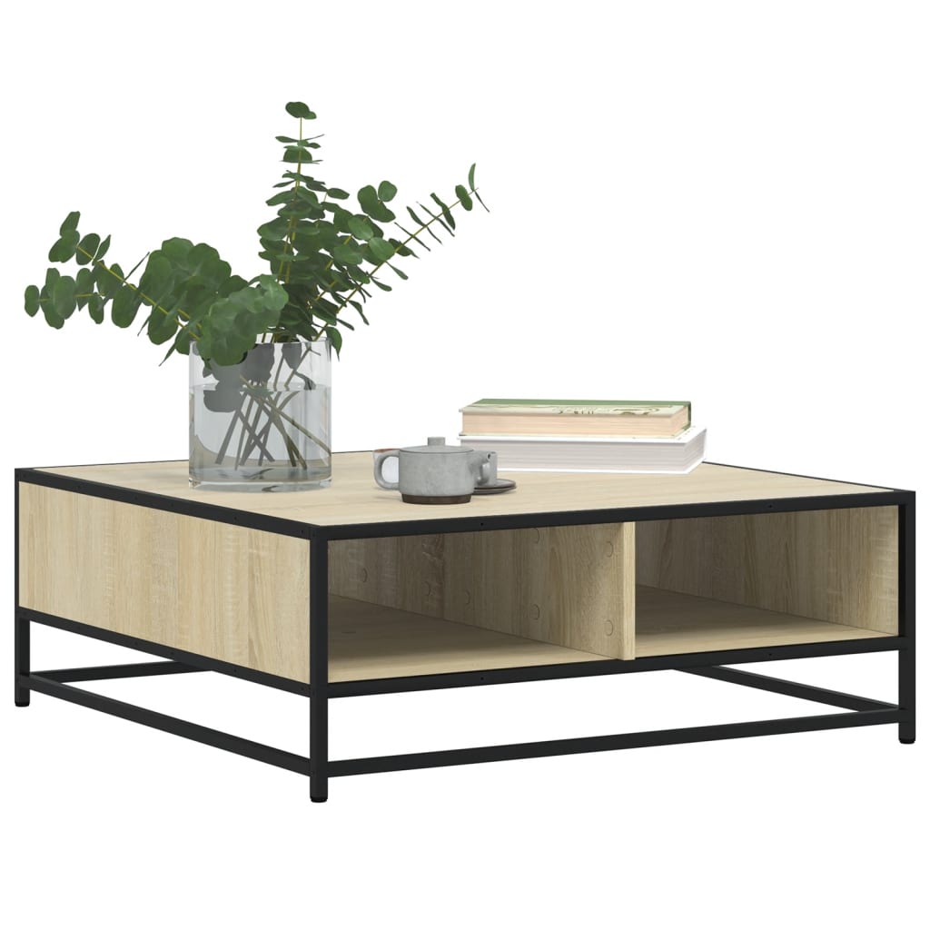 Sofabord Sonoma eg 80x80x30 cm træmateriale og metal