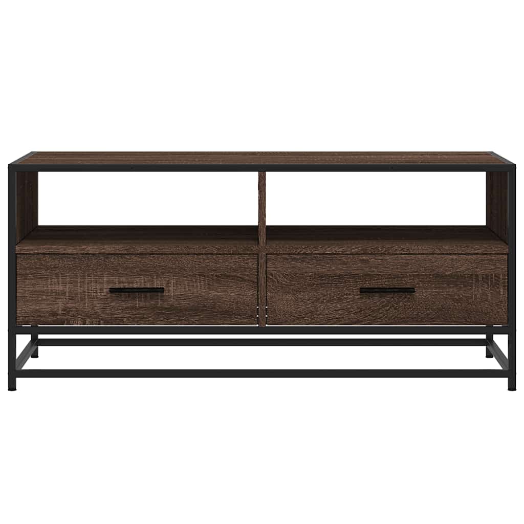 Couchtisch Braun Eichen-Optik 100x50x45 cm Holzwerkstoff Metall